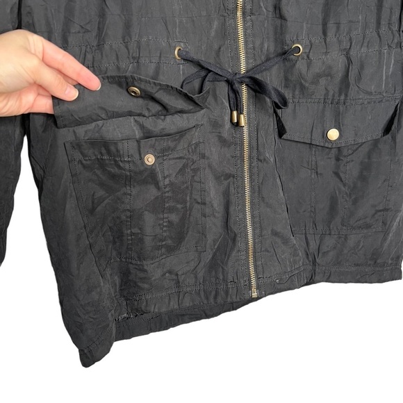 Shinestar Black Anorak Utility Long Line Zip Front Jacket Coat - Picture 3 of 11